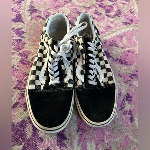 Checkered lace up vans